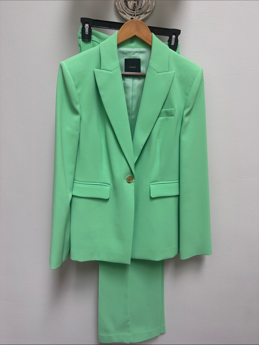 Pinko Mint Green Single-Button Tailored Blazer